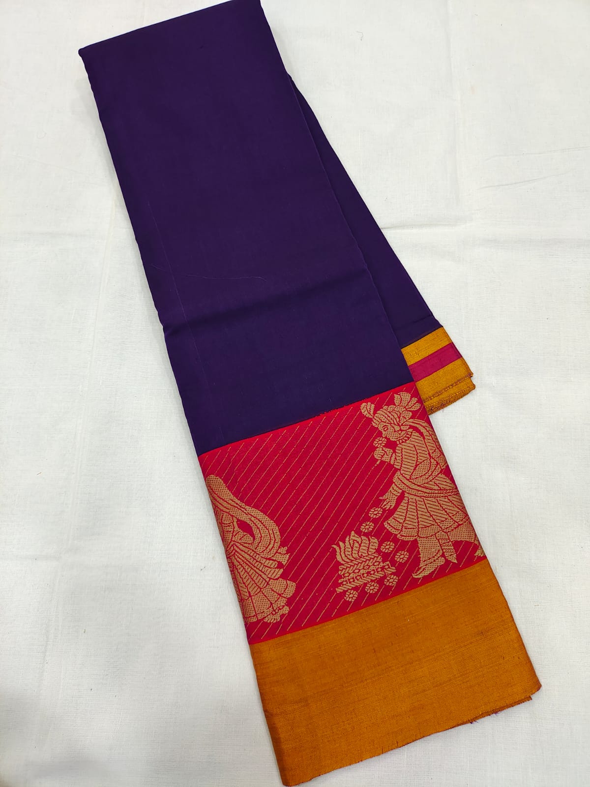 Mangalagiri pure cotton beautiful thread border saree - Vannamayil Fashions