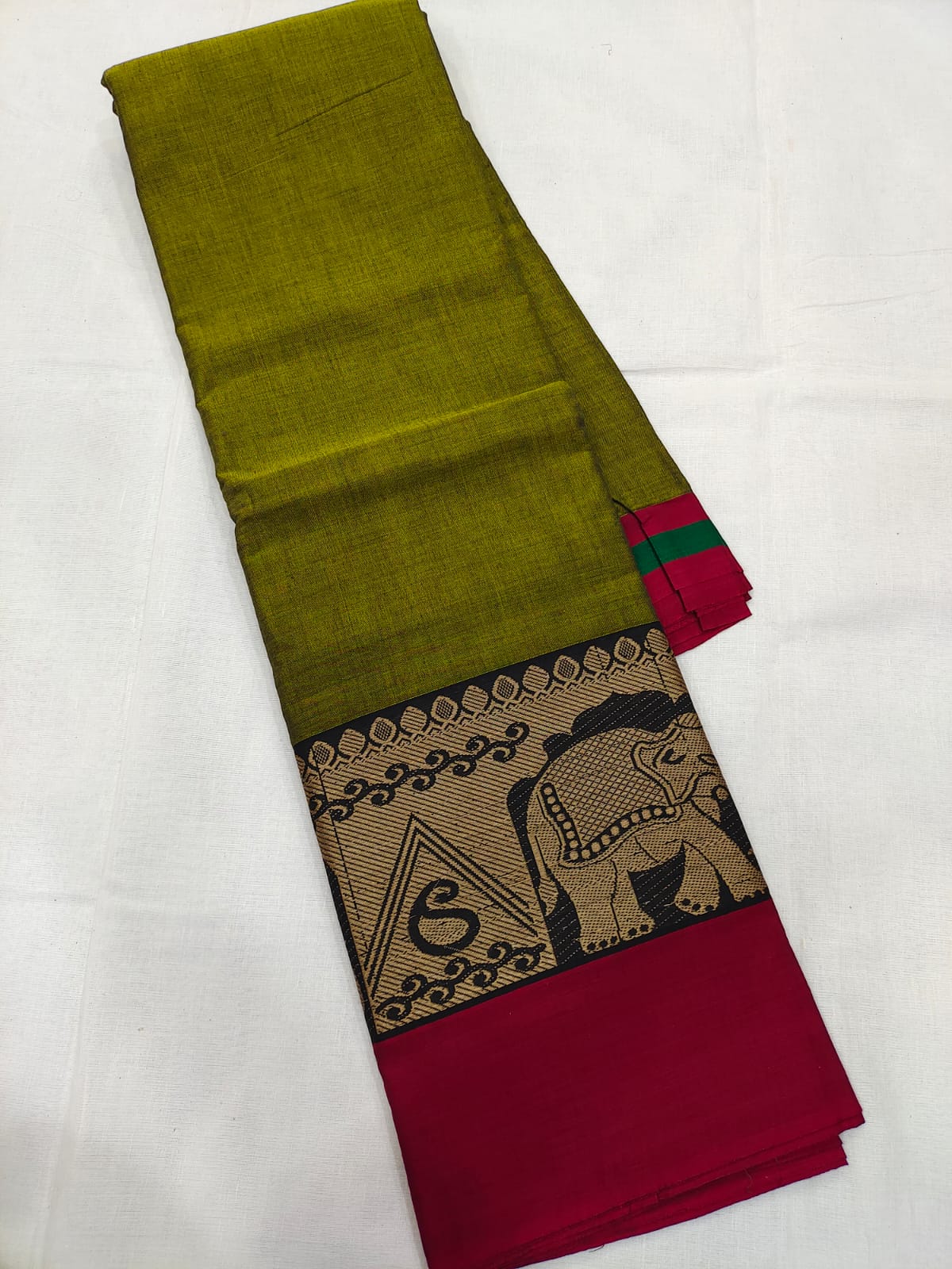 Mangalagiri pure cotton beautiful thread border saree - Vannamayil Fashions