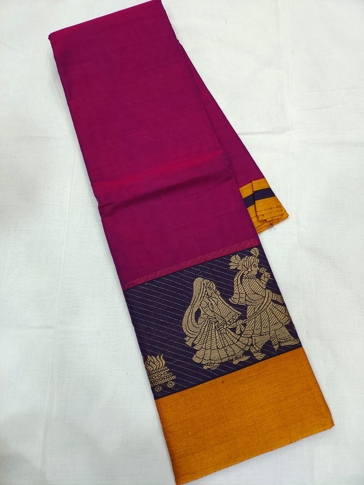 Mangalagiri pure cotton beautiful thread border saree - Vannamayil Fashions
