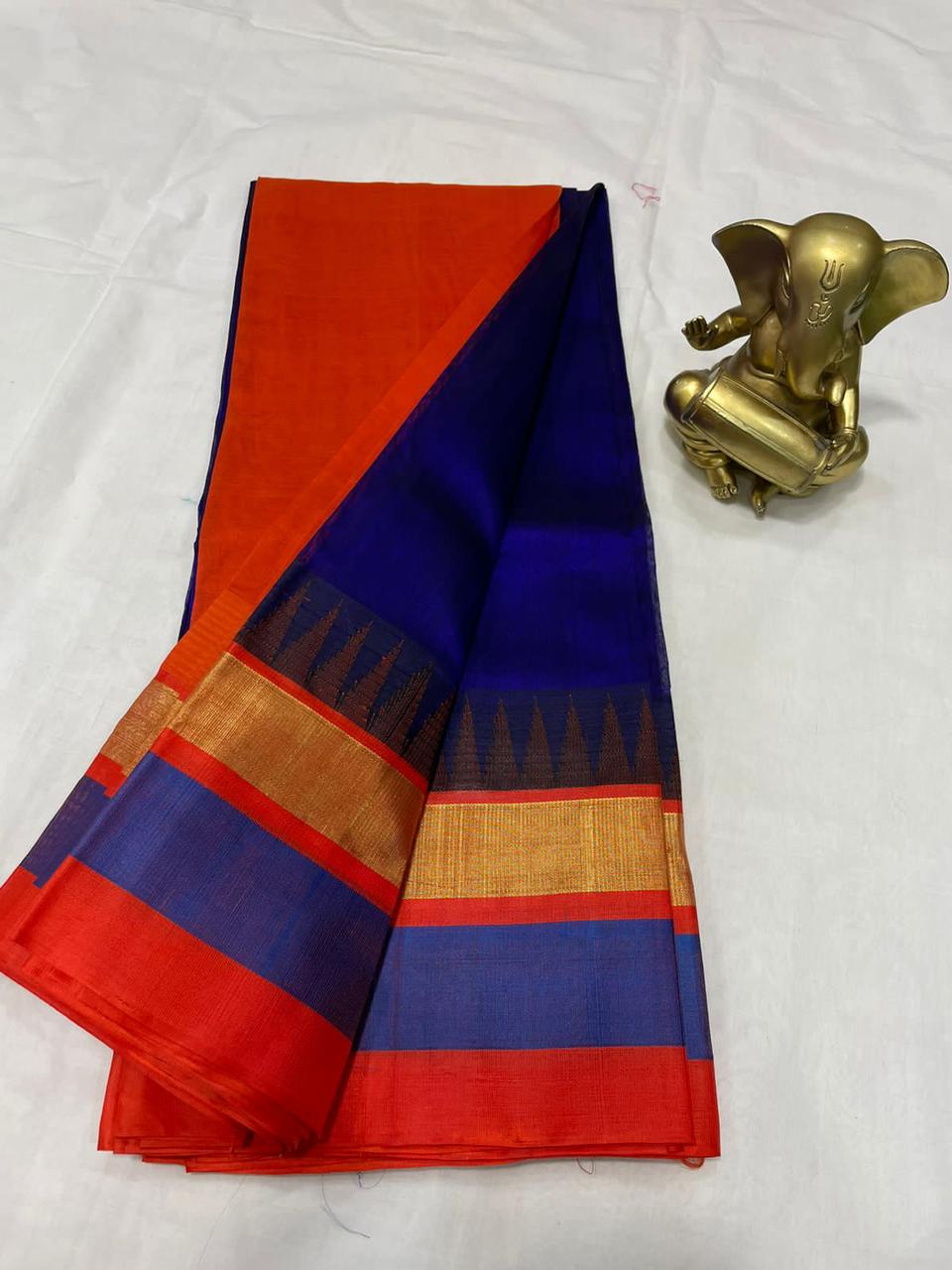 Mangalagiri pure kuppatam pattu silk cotton temple border saree