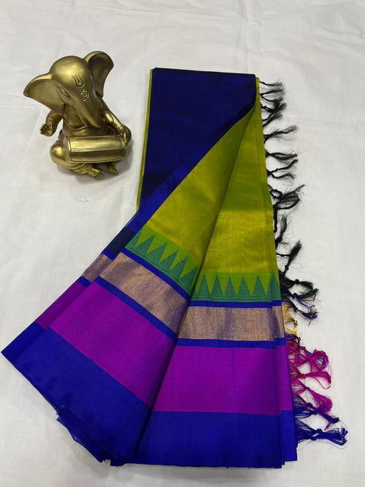 Mangalagiri pure kuppatam pattu silk cotton temple border saree