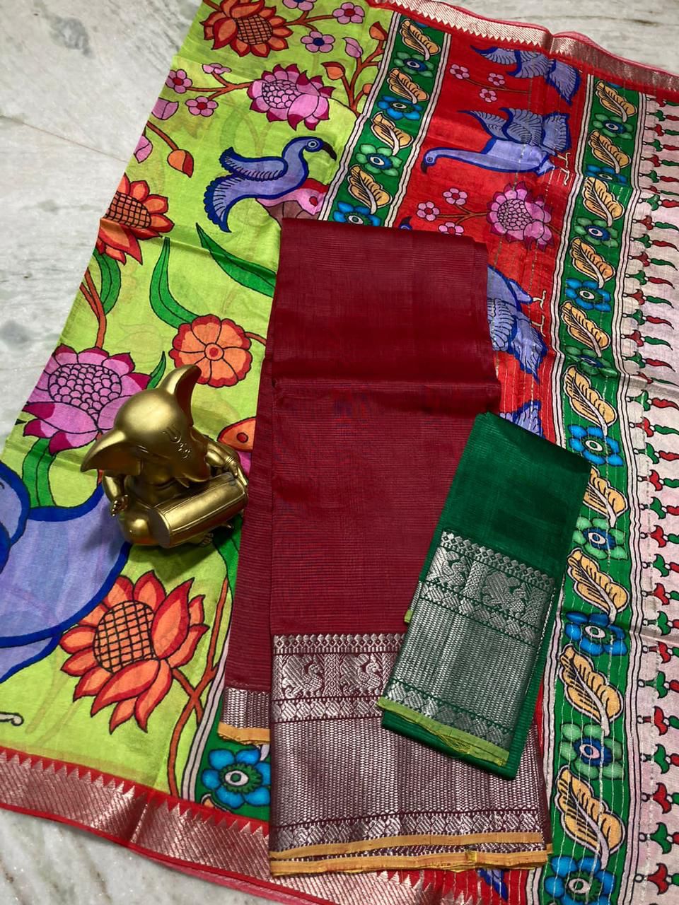 Mangalagiri pure pattu by cotton lehenga set