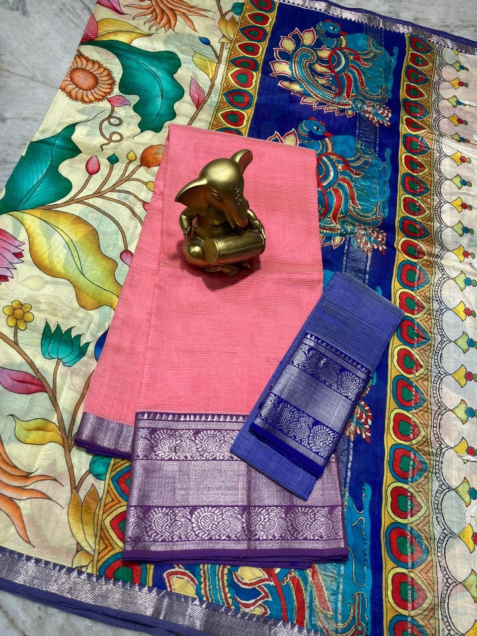 Mangalagiri pure pattu by cotton lehenga set