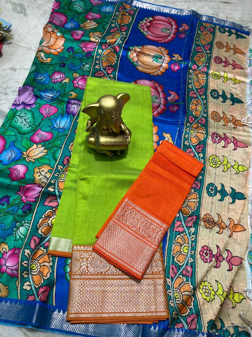 Mangalagiri pure pattu by cotton lehenga set