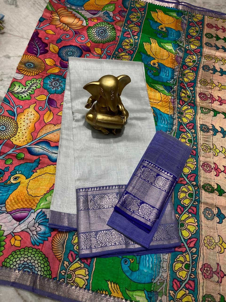 Mangalagiri pure pattu by cotton lehenga set