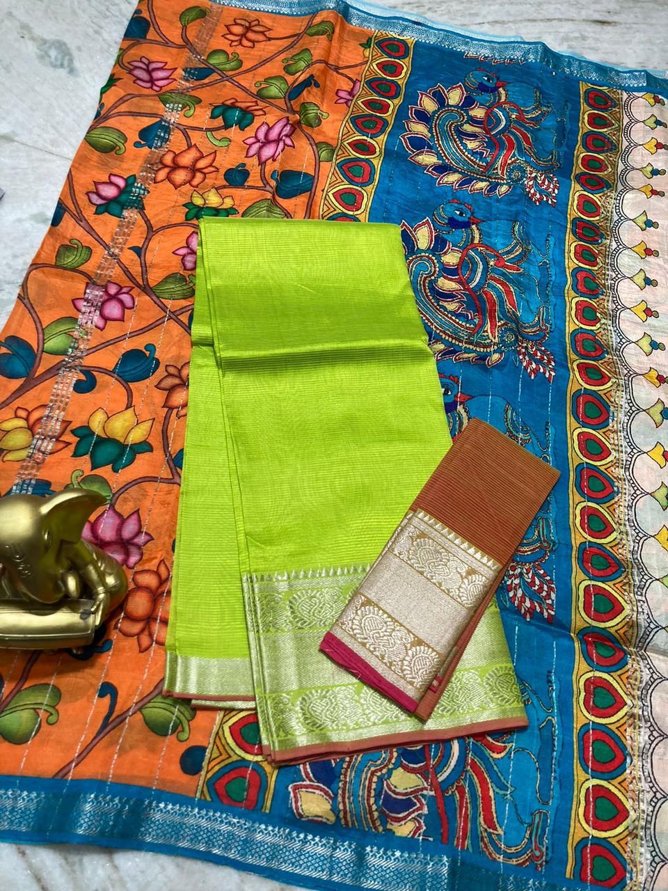 Mangalagiri pure pattu by cotton lehenga set
