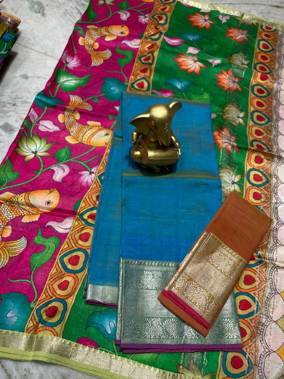 Mangalagiri pure pattu by cotton lehenga set