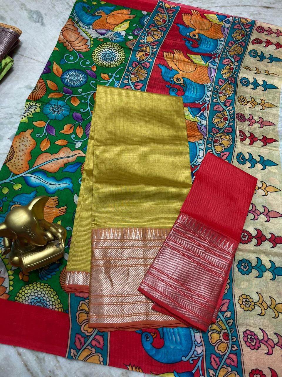 Mangalagiri pure pattu by cotton lehenga set
