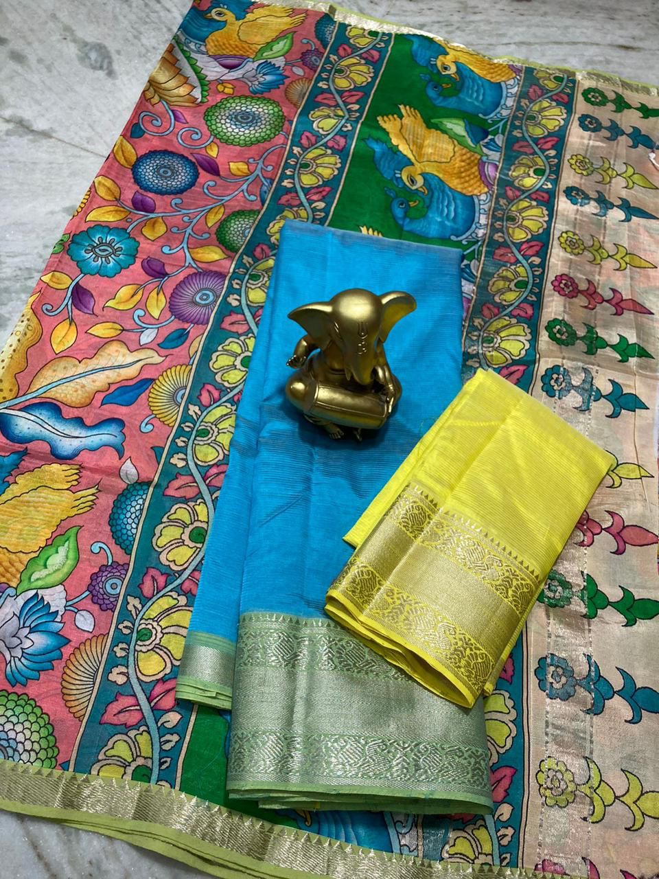 Mangalagiri pure pattu by cotton lehenga set