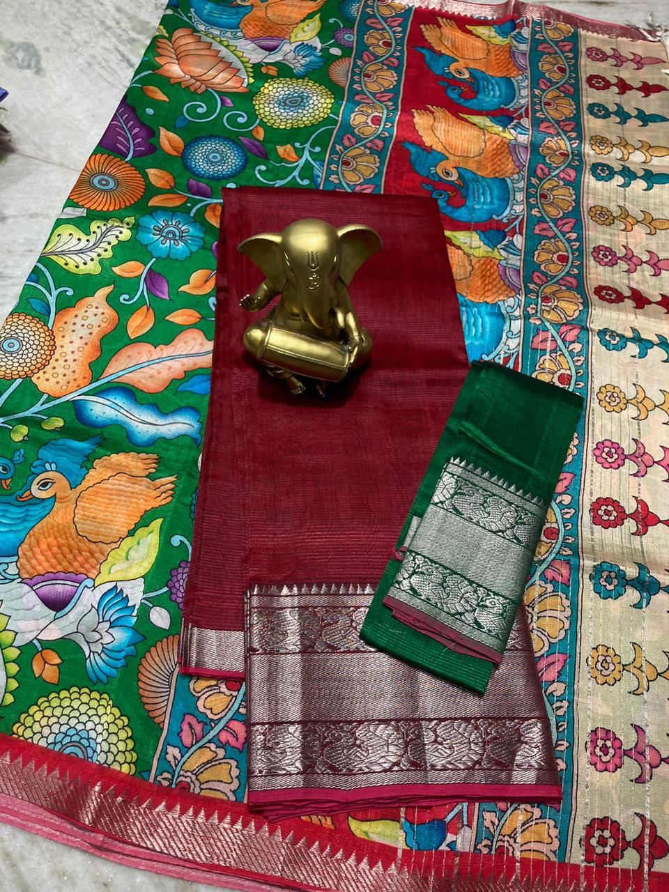 Mangalagiri pure pattu by cotton lehenga set