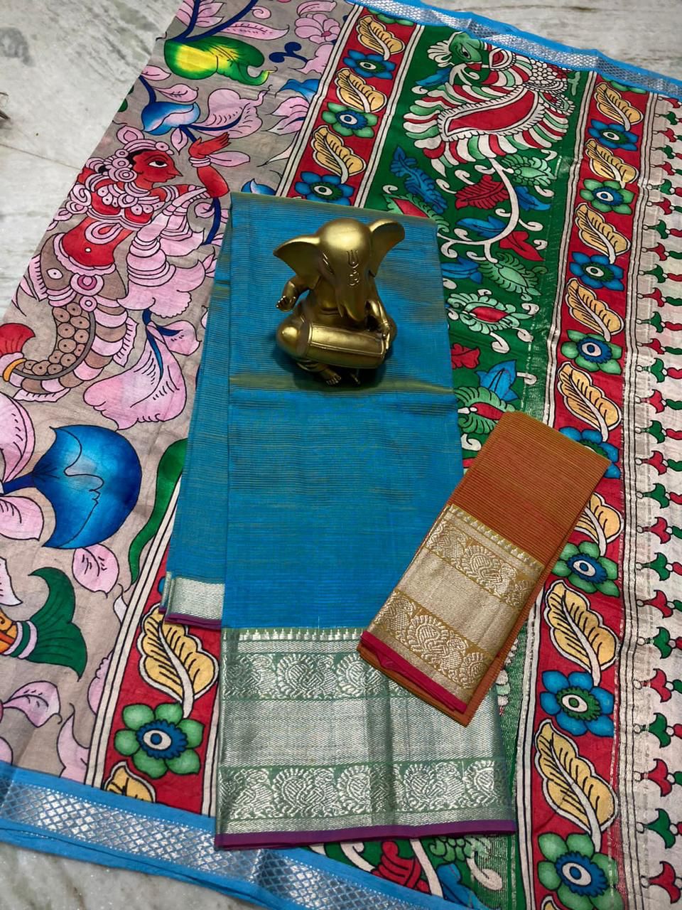 Mangalagiri pure pattu by cotton lehenga set