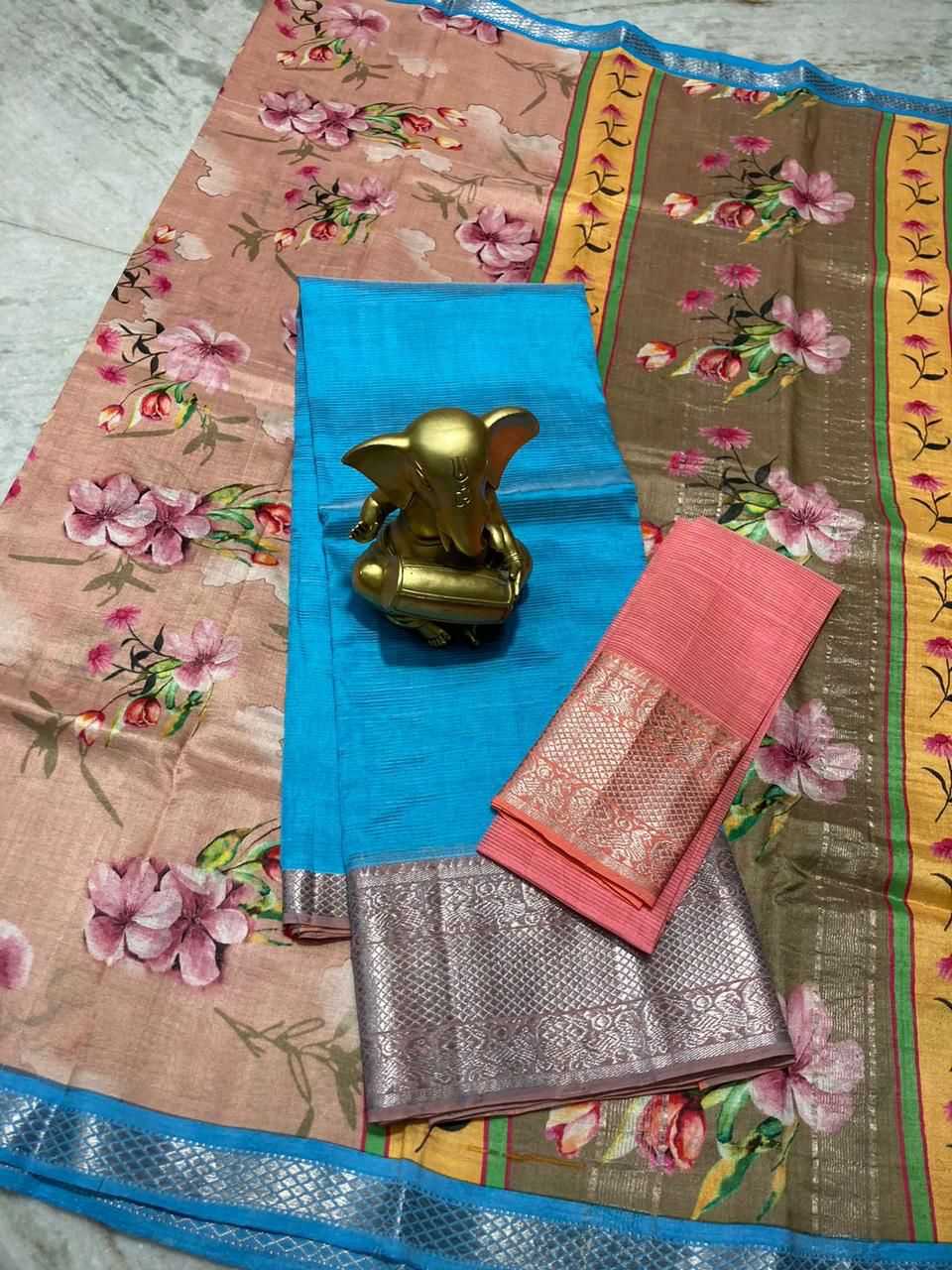 Mangalagiri pure pattu by cotton lehenga set