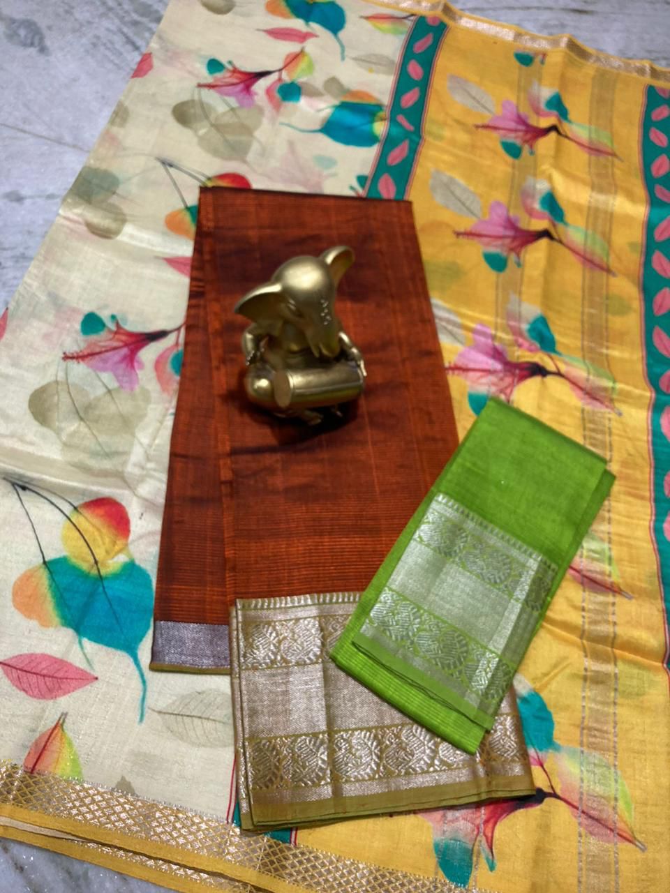 Mangalagiri pure pattu by cotton lehenga set