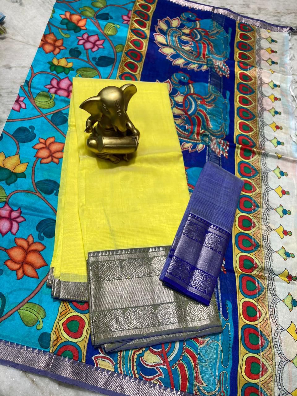 Mangalagiri pure pattu by cotton lehenga set