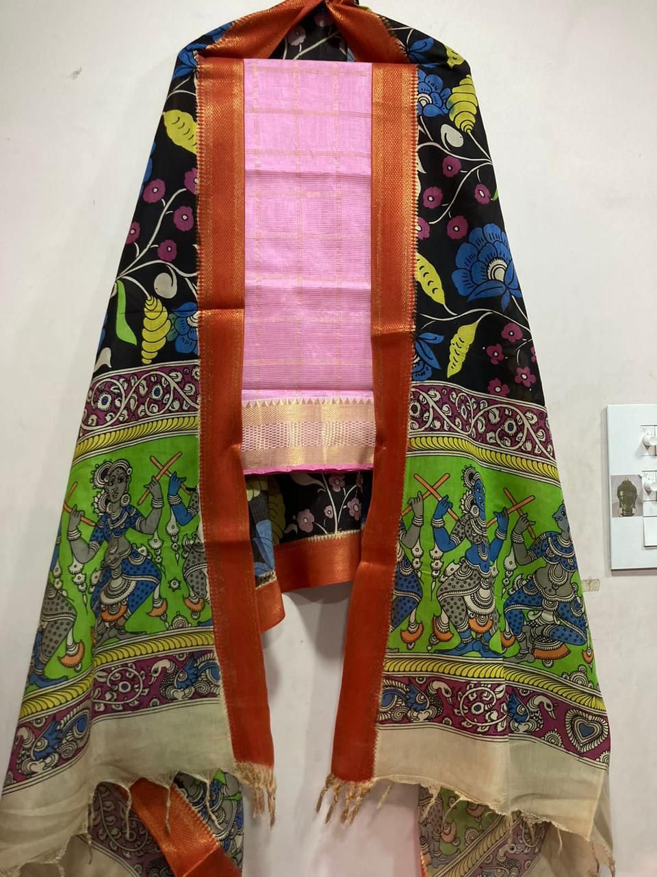Mangalagiri pure pattu by cotton material set