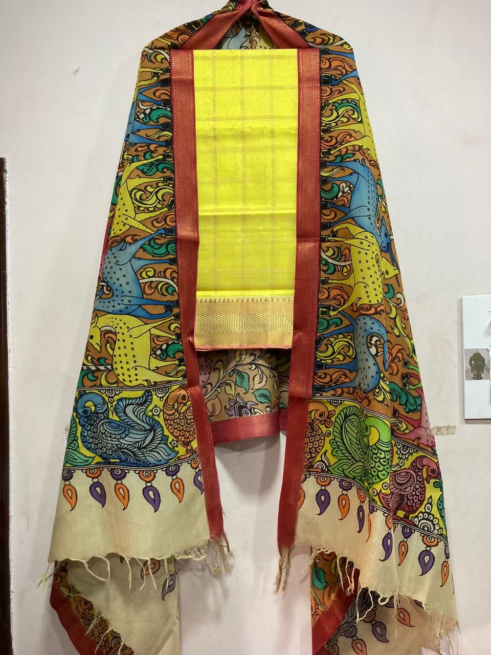 Mangalagiri pure pattu by cotton material set