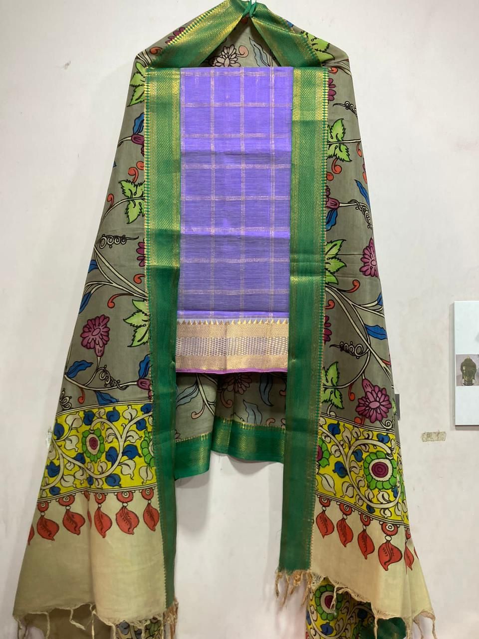 Mangalagiri pure pattu by cotton material set