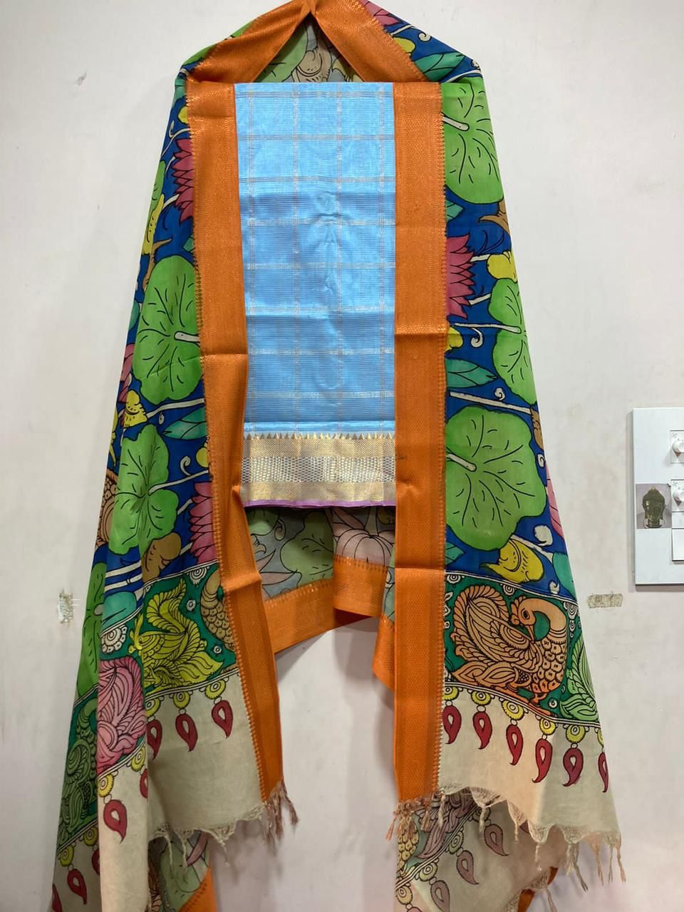 Mangalagiri pure pattu by cotton material set