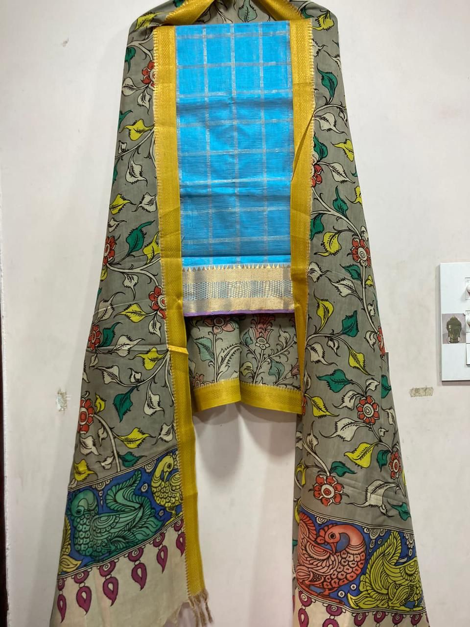 Mangalagiri pure pattu by cotton material set