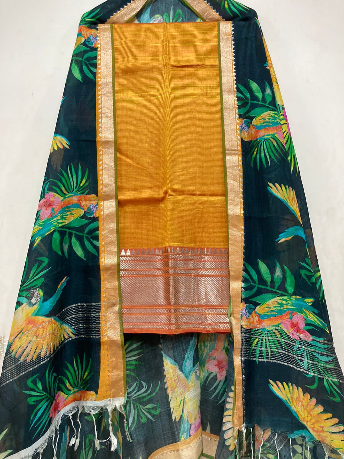 Mangalagiri pure pattu by cotton pen kalamkari dress material