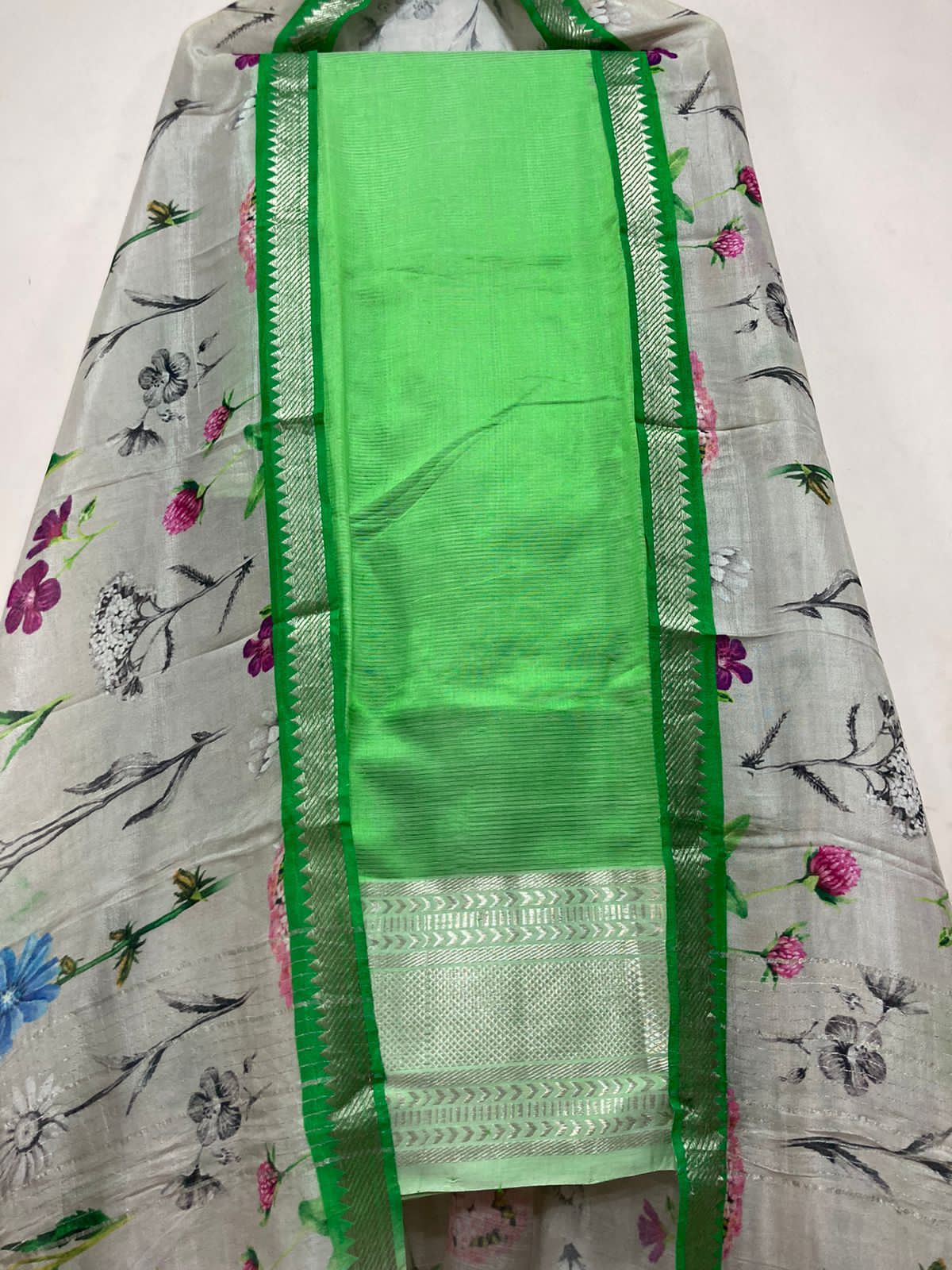 Mangalagiri pure pattu by cotton pen kalamkari dress material
