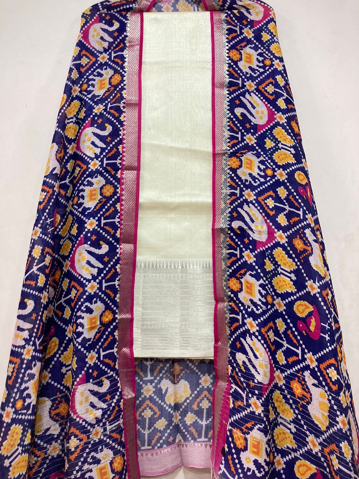 Mangalagiri pure pattu by cotton pen kalamkari dress material