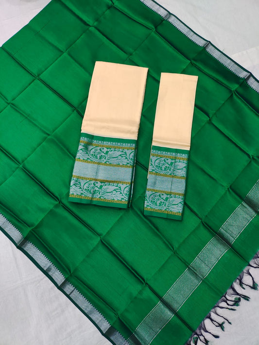 Mangalgiri exclusive pattu kanchi border plain lehenga sets