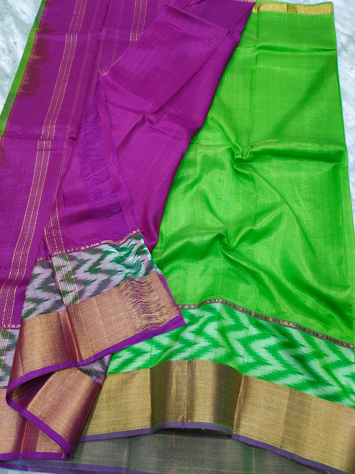 Manglagiri pattu pochampalli zari border beautiful plain saree - Vannamayil Fashions