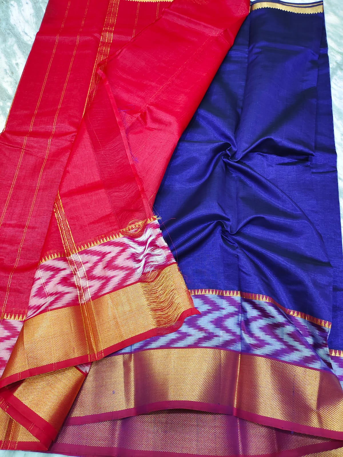 Manglagiri pattu pochampalli zari border beautiful plain saree - Vannamayil Fashions