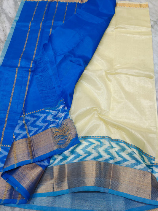 Manglagiri pattu pochampalli zari border beautiful plain saree - Vannamayil Fashions