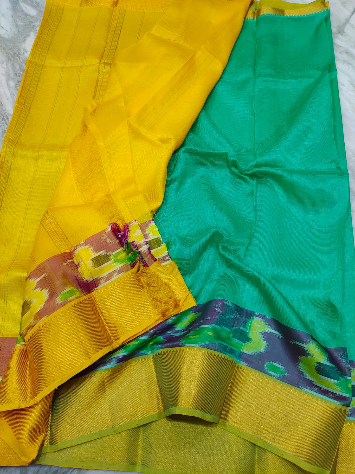 Manglagiri pattu pochampalli zari border beautiful plain saree - Vannamayil Fashions