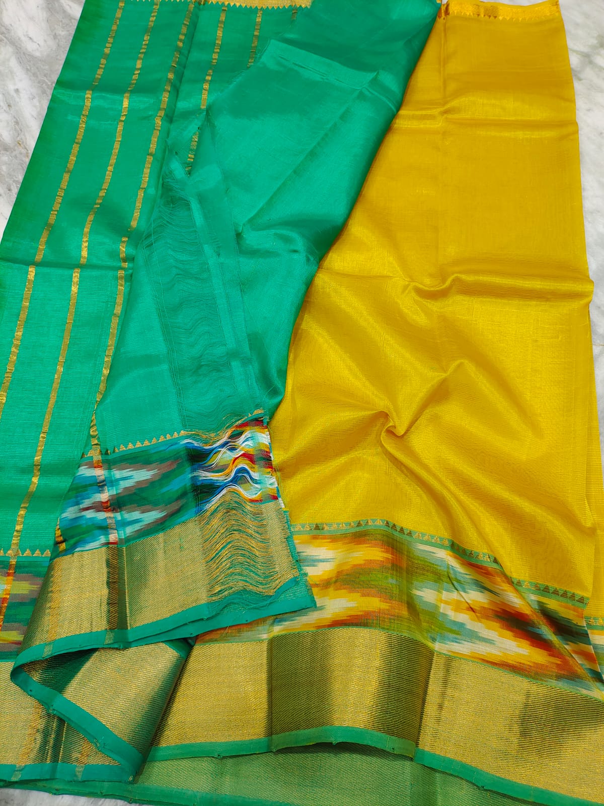 Manglagiri pattu pochampalli zari border beautiful plain saree - Vannamayil Fashions