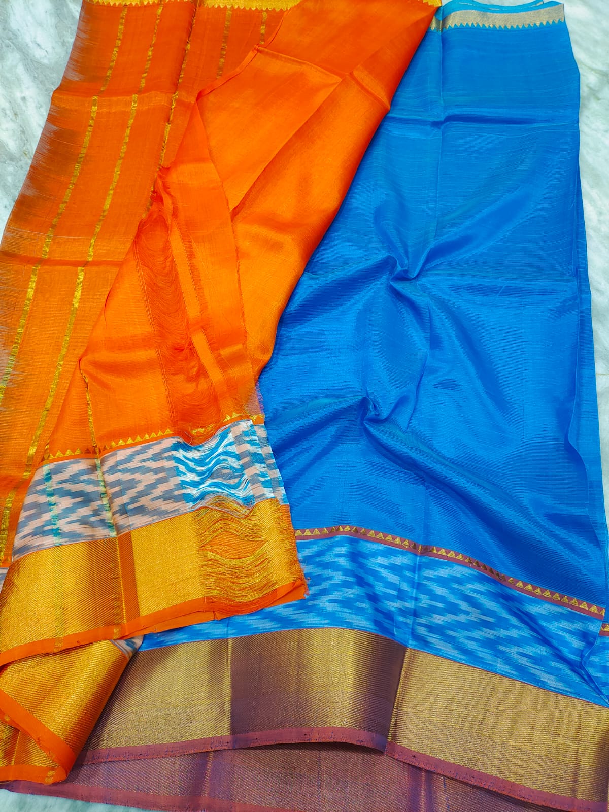 Manglagiri pattu pochampalli zari border beautiful plain saree - Vannamayil Fashions