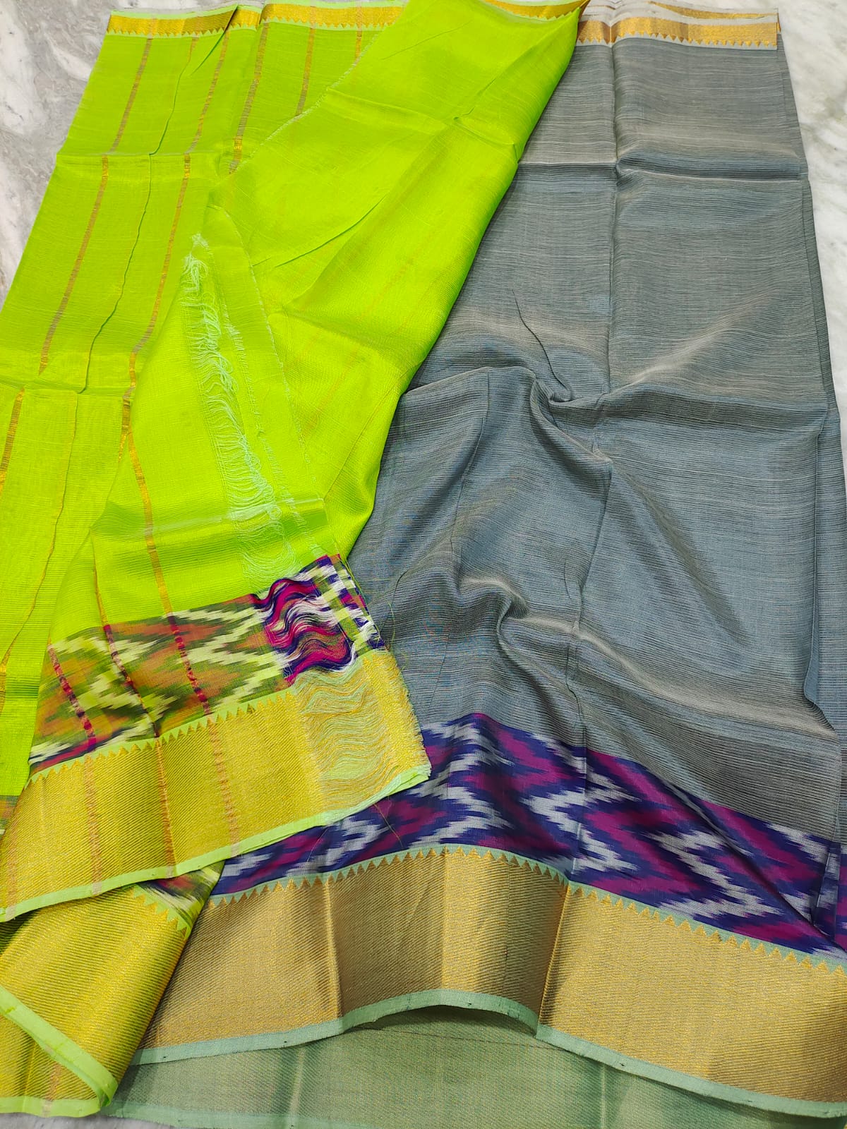 Manglagiri pattu pochampalli zari border beautiful plain saree - Vannamayil Fashions