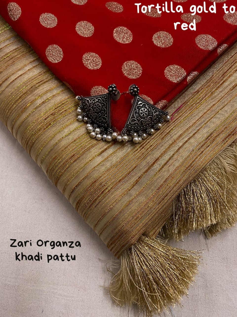 Organza silk with allover simple shiny zari slub with khadi pattu border saree - Vannamayil Fashions