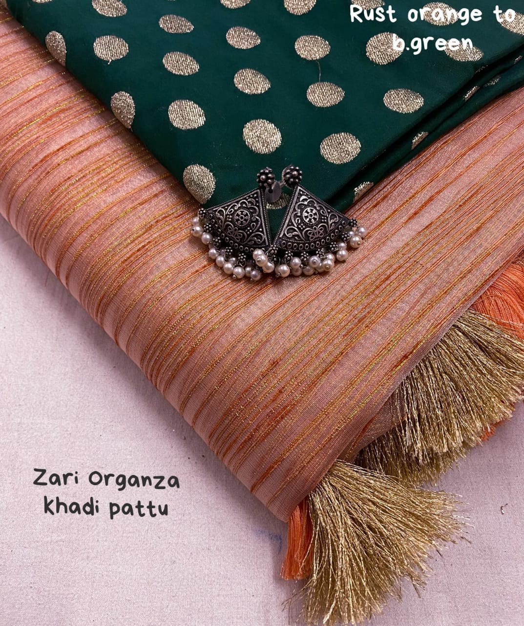Organza silk with allover simple shiny zari slub with khadi pattu border saree - Vannamayil Fashions