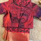Patterned stitched blouses pairs with kalamkari block printed bagalpuri tussar cotton silk saree