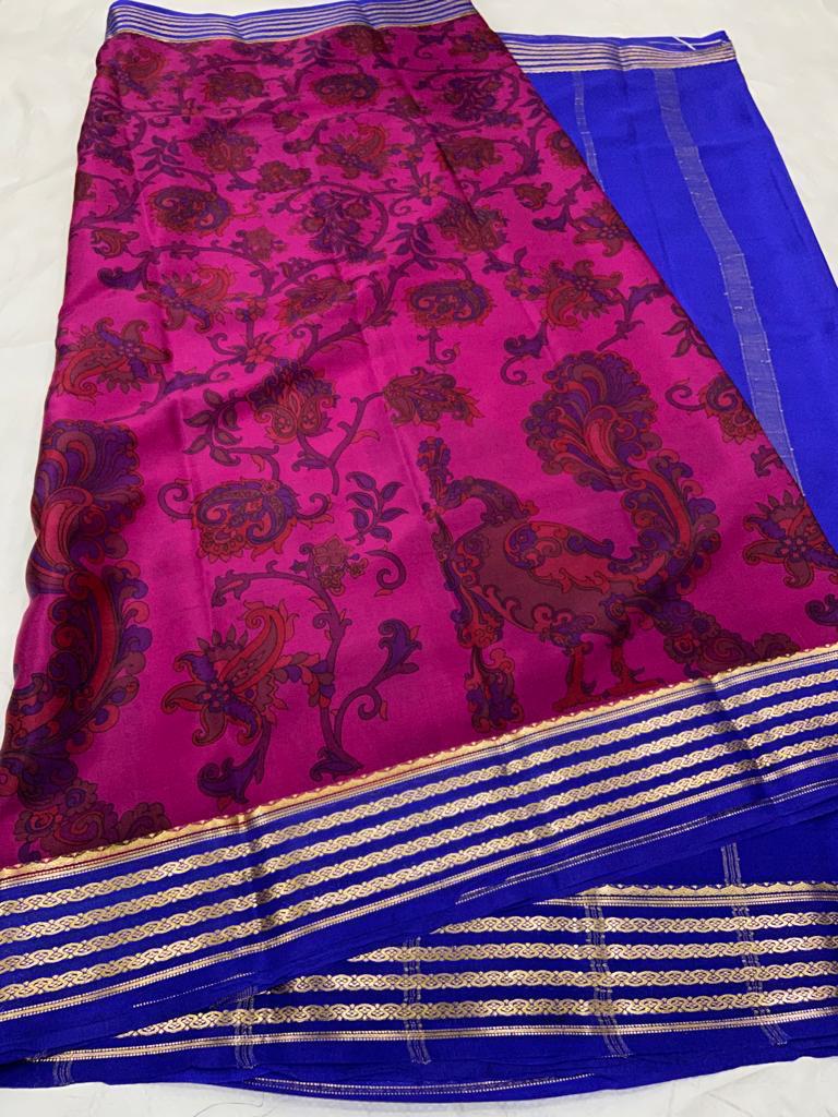 Printed pure mysore crepe silk saree
