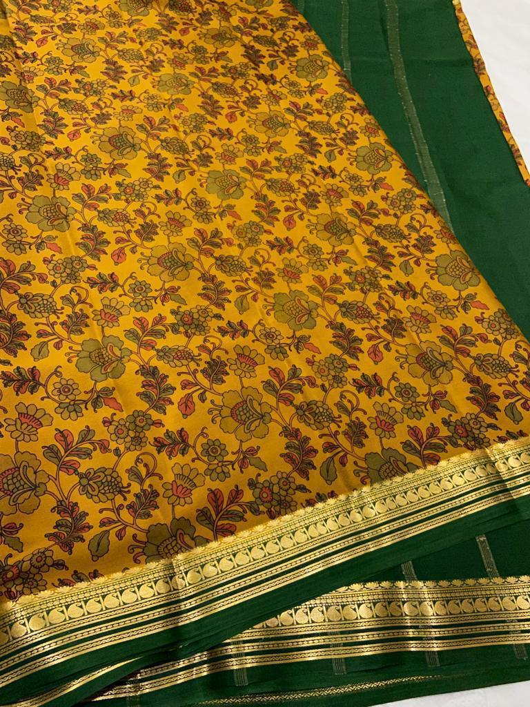 Printed pure mysore crepe silk saree