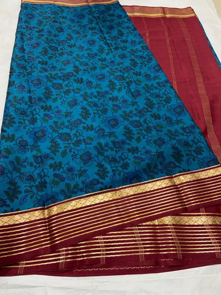 Printed pure mysore crepe silk saree