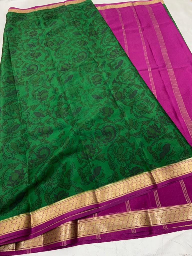 Printed pure mysore crepe silk saree