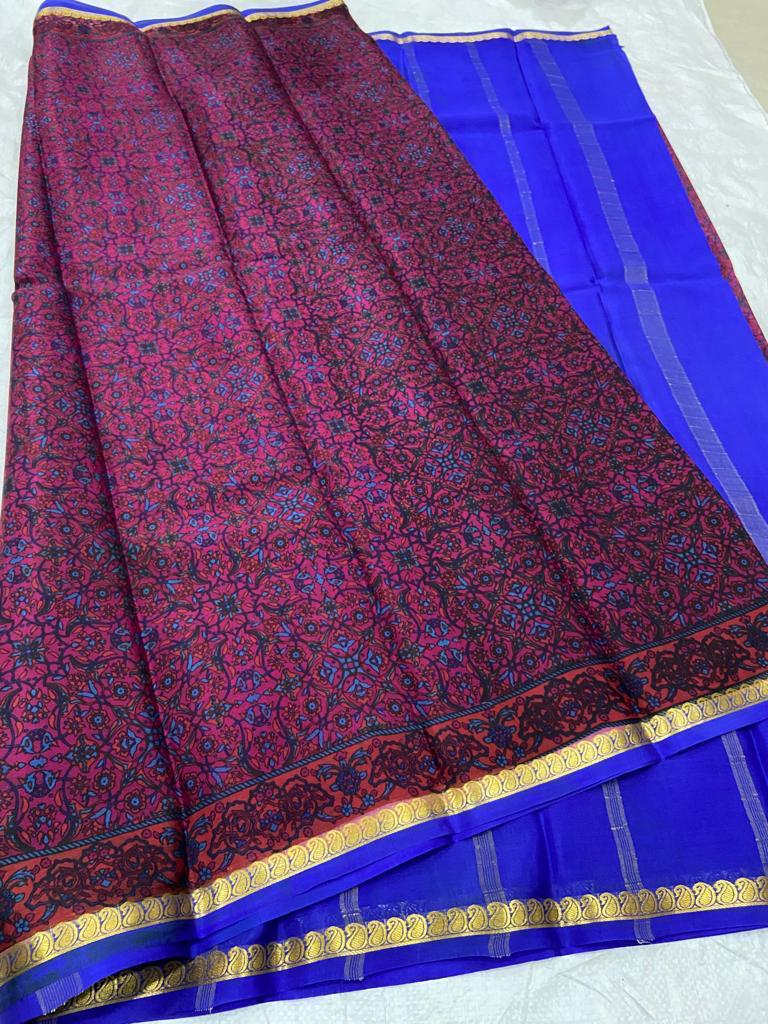 Printed pure mysore crepe silk saree