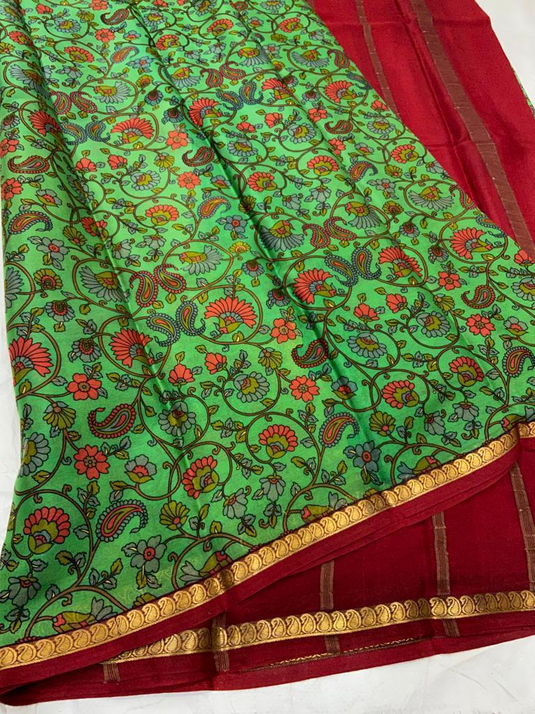 Printed pure mysore crepe silk saree