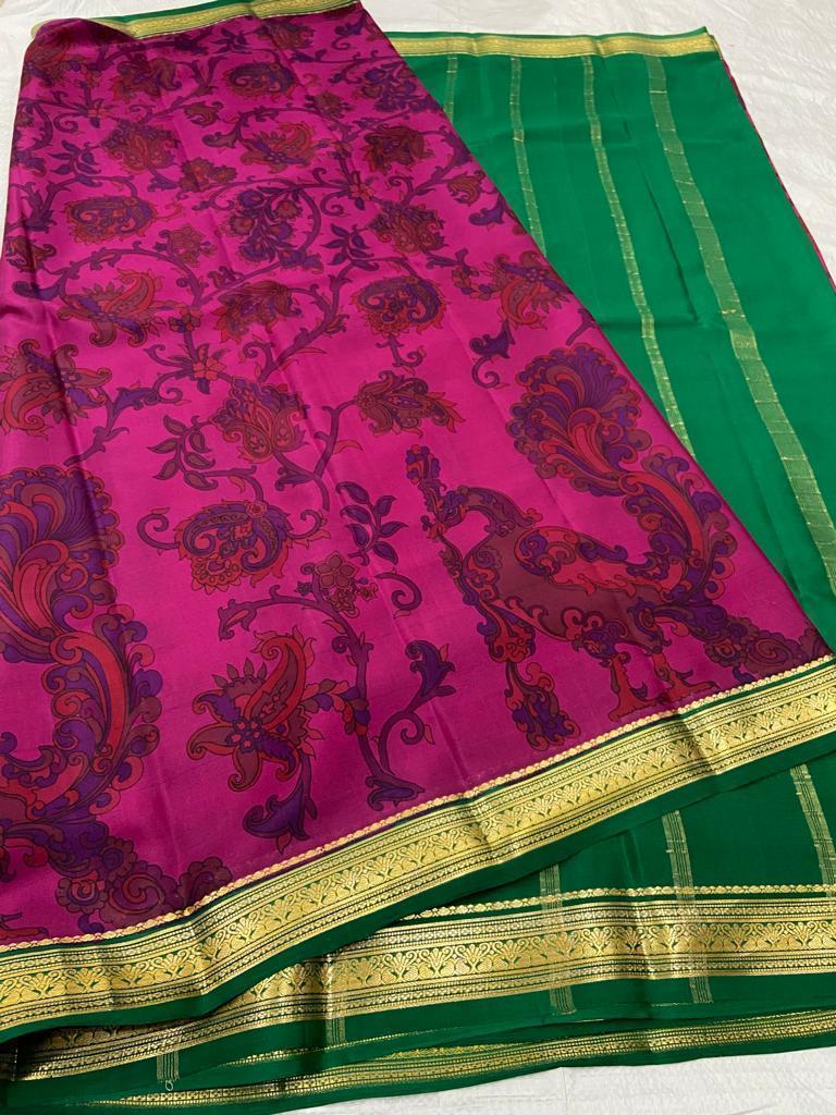 Printed pure mysore crepe silk saree