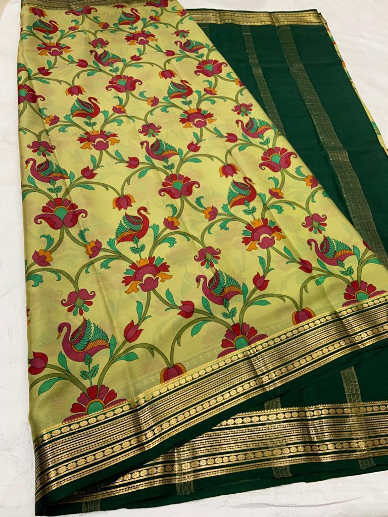 Printed pure mysore crepe silk saree