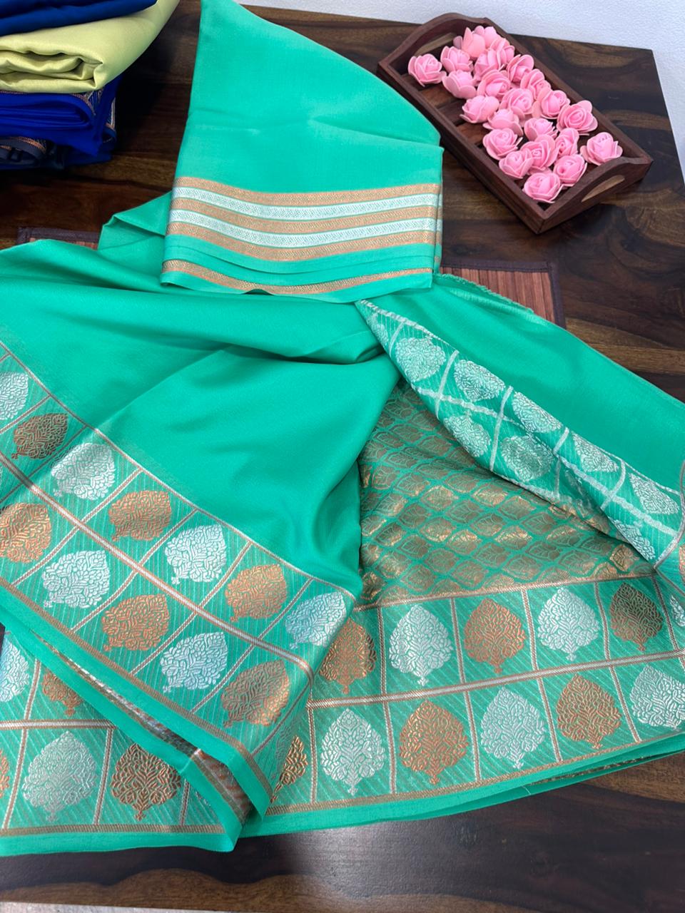 Pure mysore silk 120 grm thickness saree