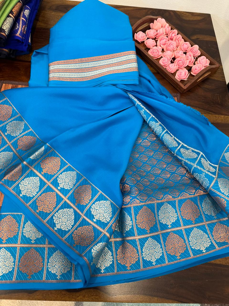 Pure mysore silk 120 grm thickness saree