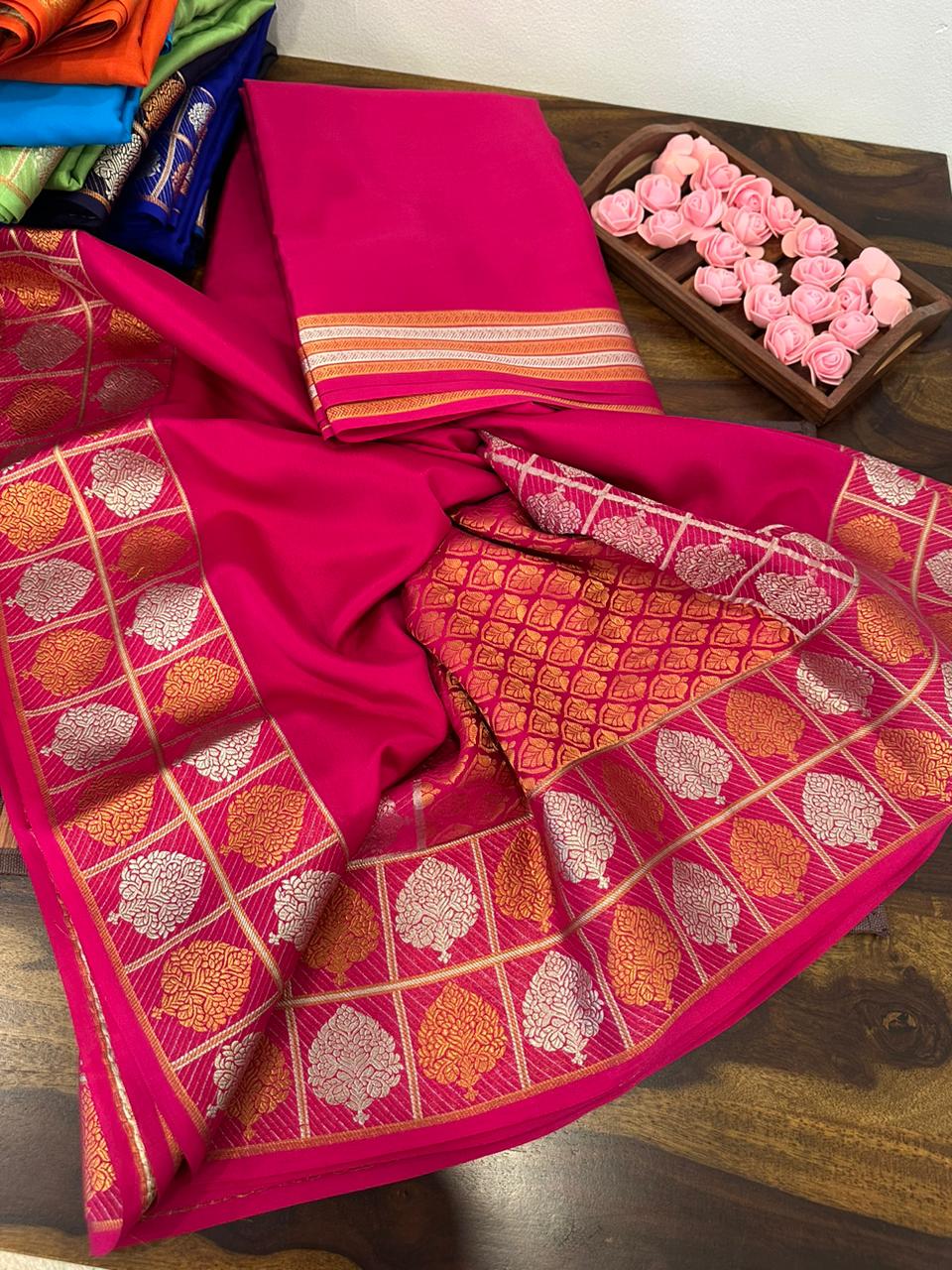 Pure mysore silk 120 grm thickness saree