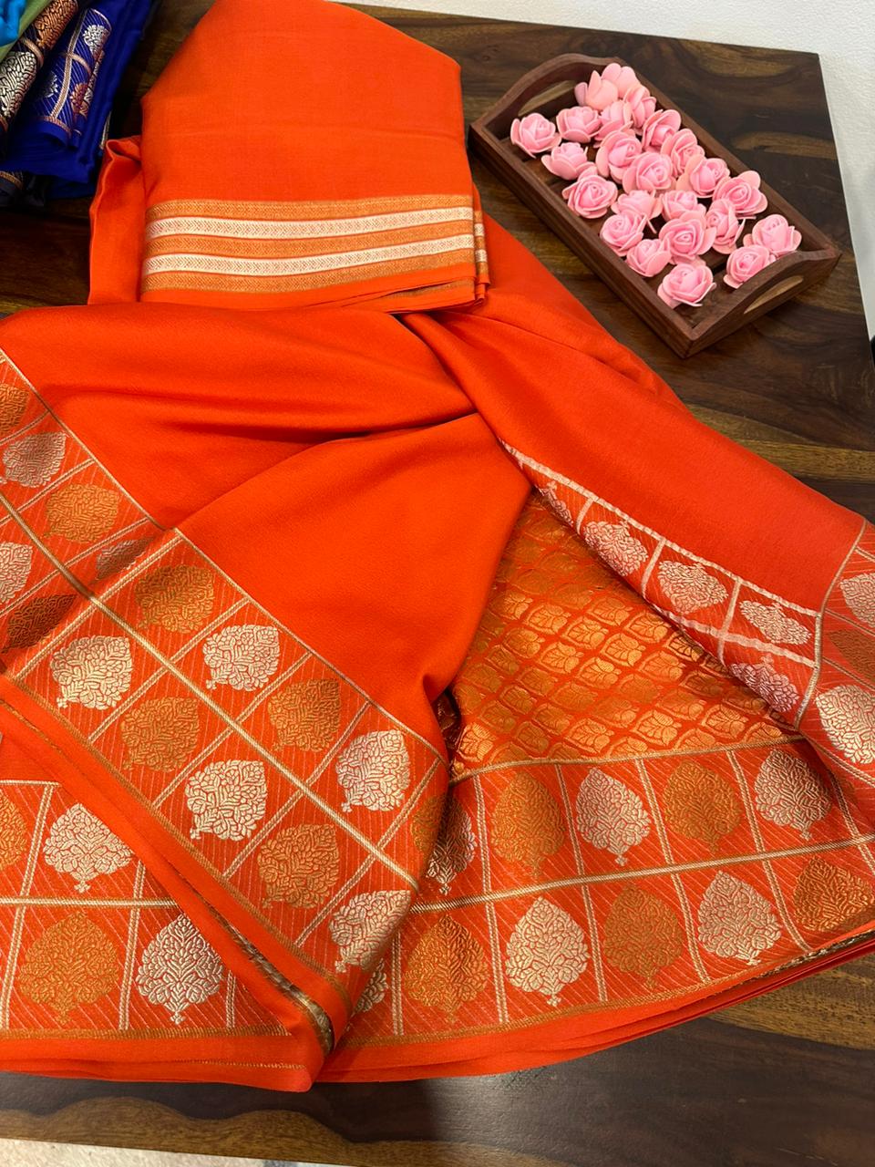 Pure mysore silk 120 grm thickness saree