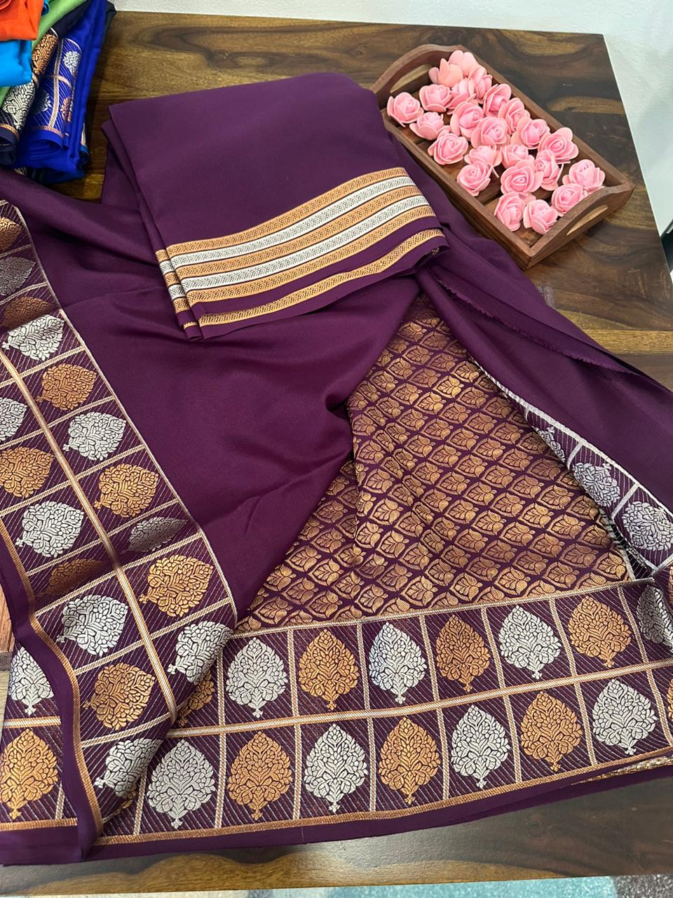 Pure mysore silk 120 grm thickness saree